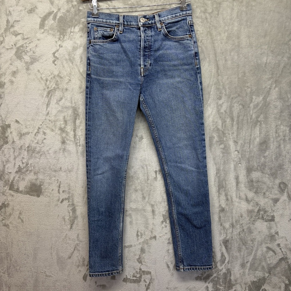 Re/Done‎ Originals Women's Mid-Rise Ankle Crop Jeans Mid 70's Wash Size 26